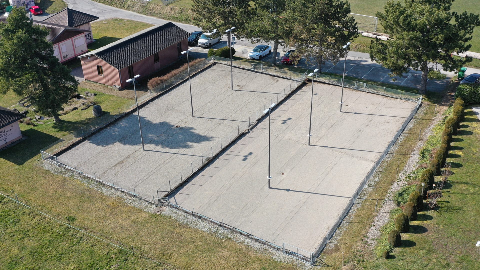 Vue aérienne du boulodrome de Froideville
